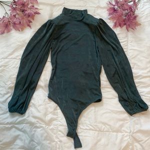 ASTR teal open-back turtle neck body suit